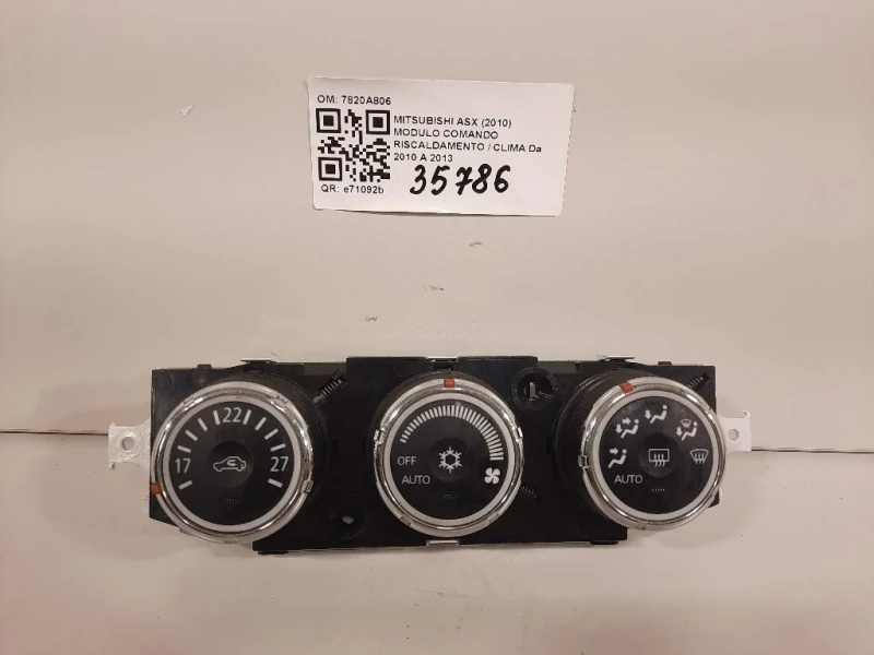 Modulo Comando Riscaldamento Clima 7820A806 Mitsubishi ASX I 2010