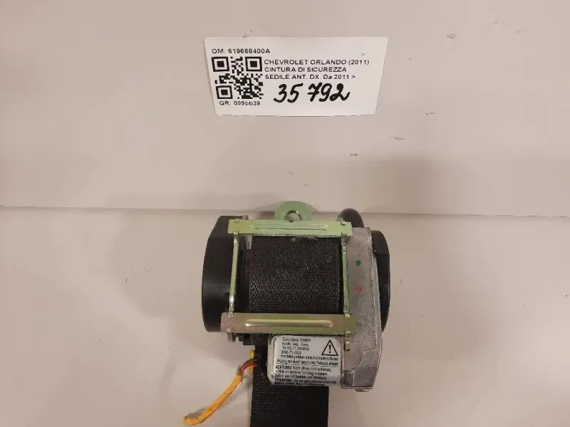 Cintura DI Sicurezza Sedile ANT DX 619668400A Chevrolet Orlando 2011