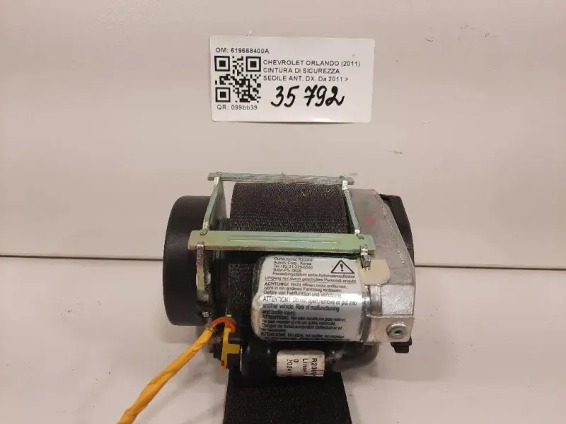 Cintura DI Sicurezza Sedile ANT DX 619668400A Chevrolet Orlando 2011
