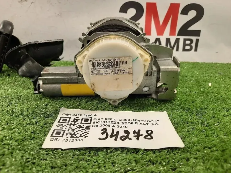 Cintura DI Sicurezza Sedile ANT DX 34101166 A Fiat 500 C 2008