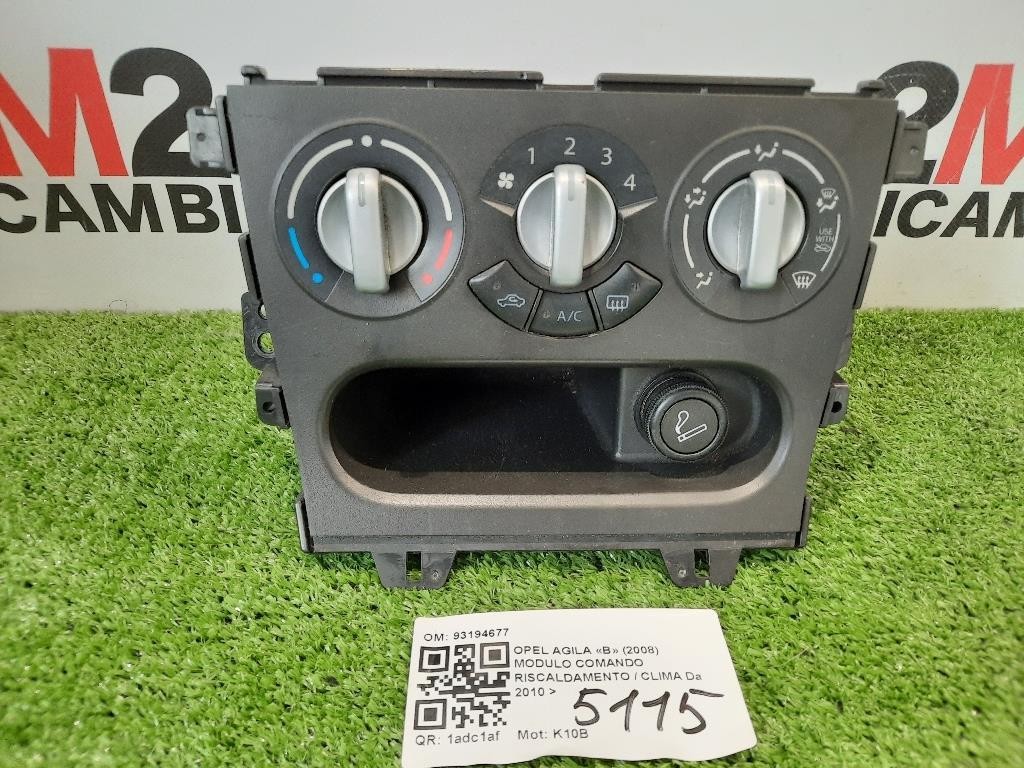 Modulo Comando Riscaldamento Clima 93194677 Opel Agila B 2008
