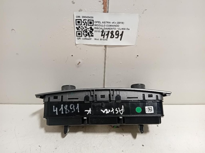 Modulo Comando Riscaldamento Clima 39042438 Opel Astra K 2016