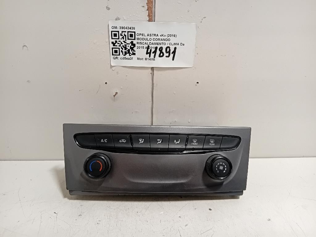 Modulo Comando Riscaldamento Clima 39042438 Opel Astra K 2016