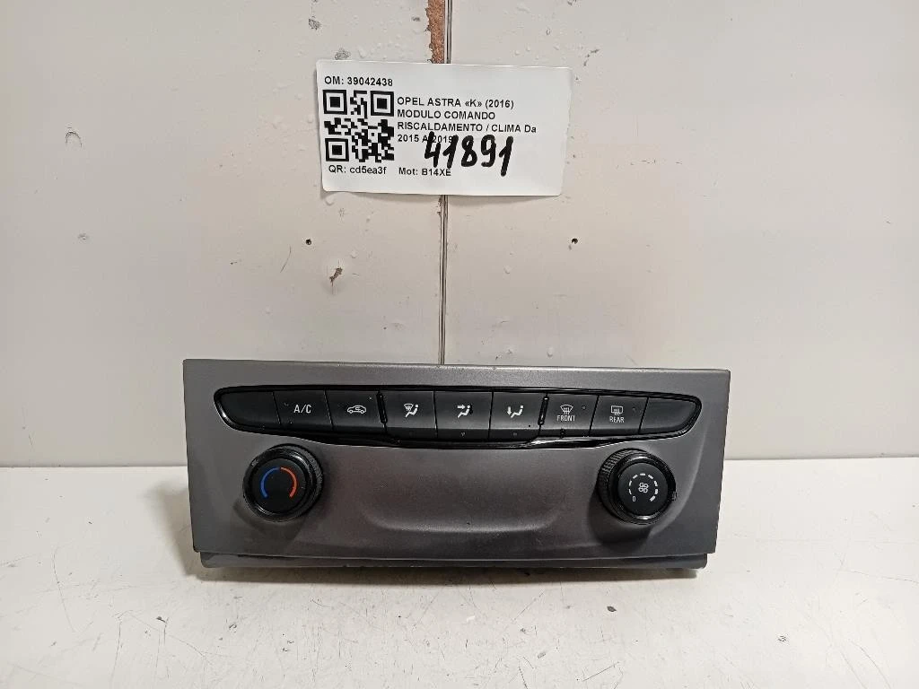 Modulo Comando Riscaldamento Clima 39042438 Opel Astra K 2016