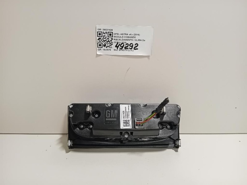 Modulo Comando Riscaldamento Clima 39021426 Opel Astra K 2016
