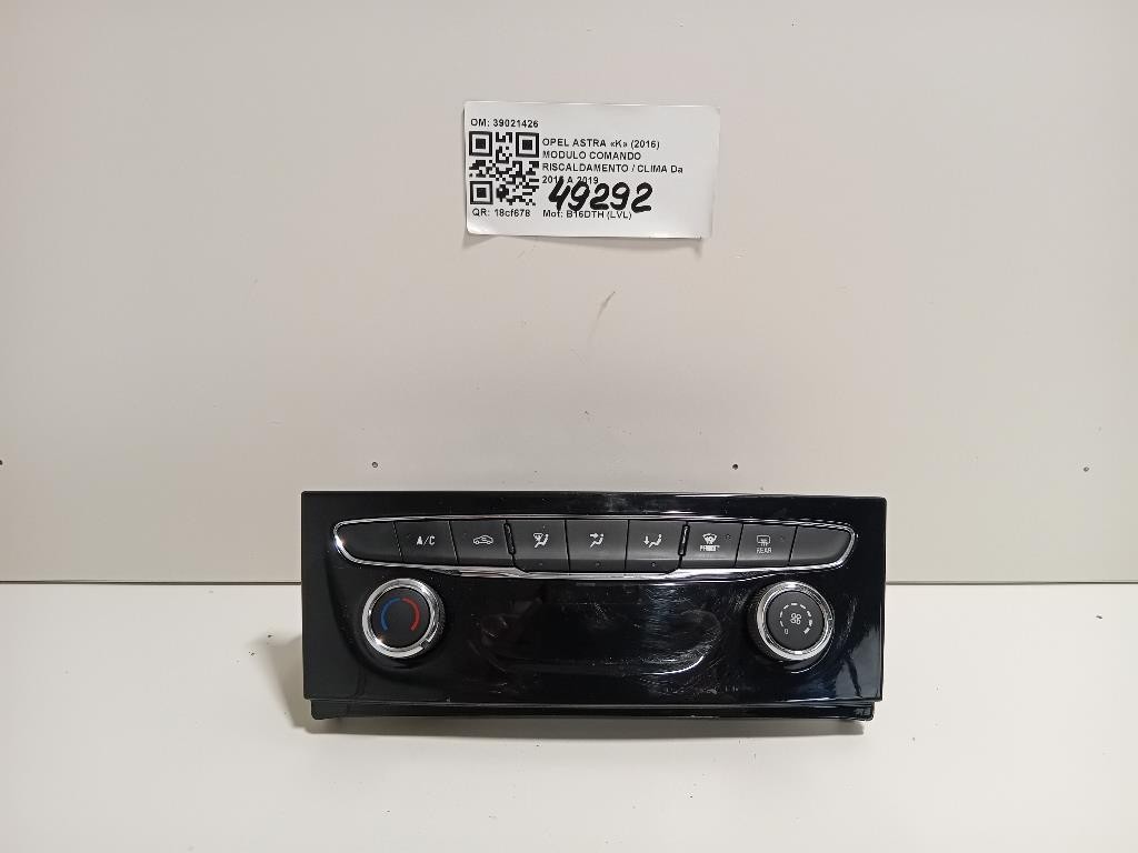 Modulo Comando Riscaldamento Clima 39021426 Opel Astra K 2016