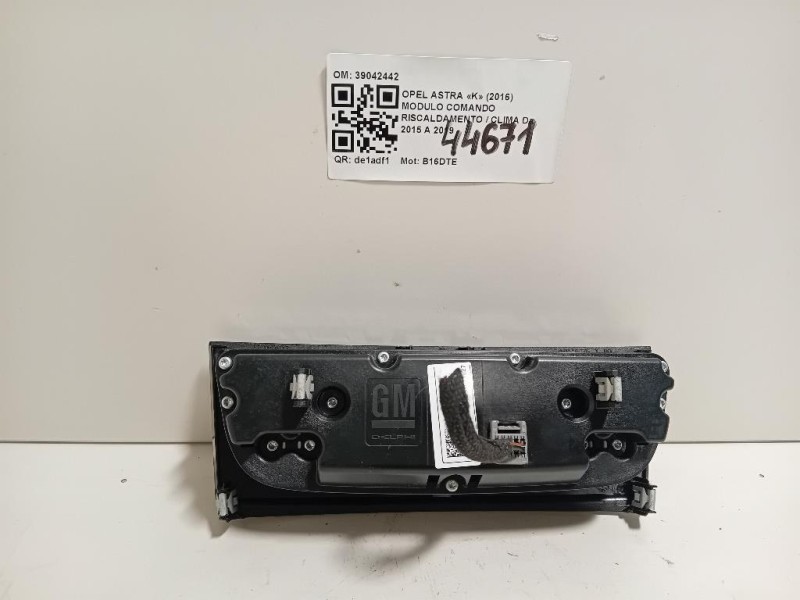 Modulo Comando Riscaldamento Clima 39042442 Opel Astra K 2016