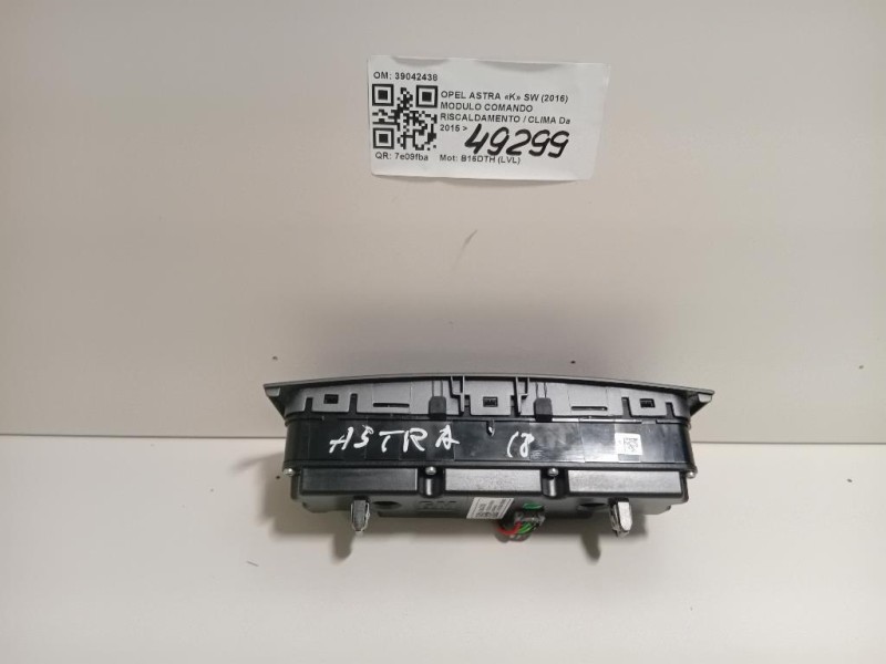 Modulo Comando Riscaldamento Clima 39042438 Opel Astra K SW 2016