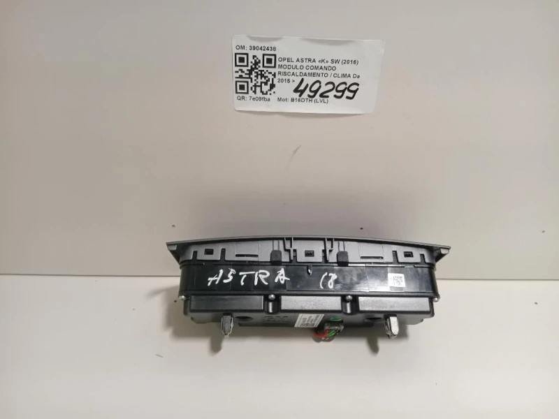 Modulo Comando Riscaldamento Clima 39042438 Opel Astra K SW 2016