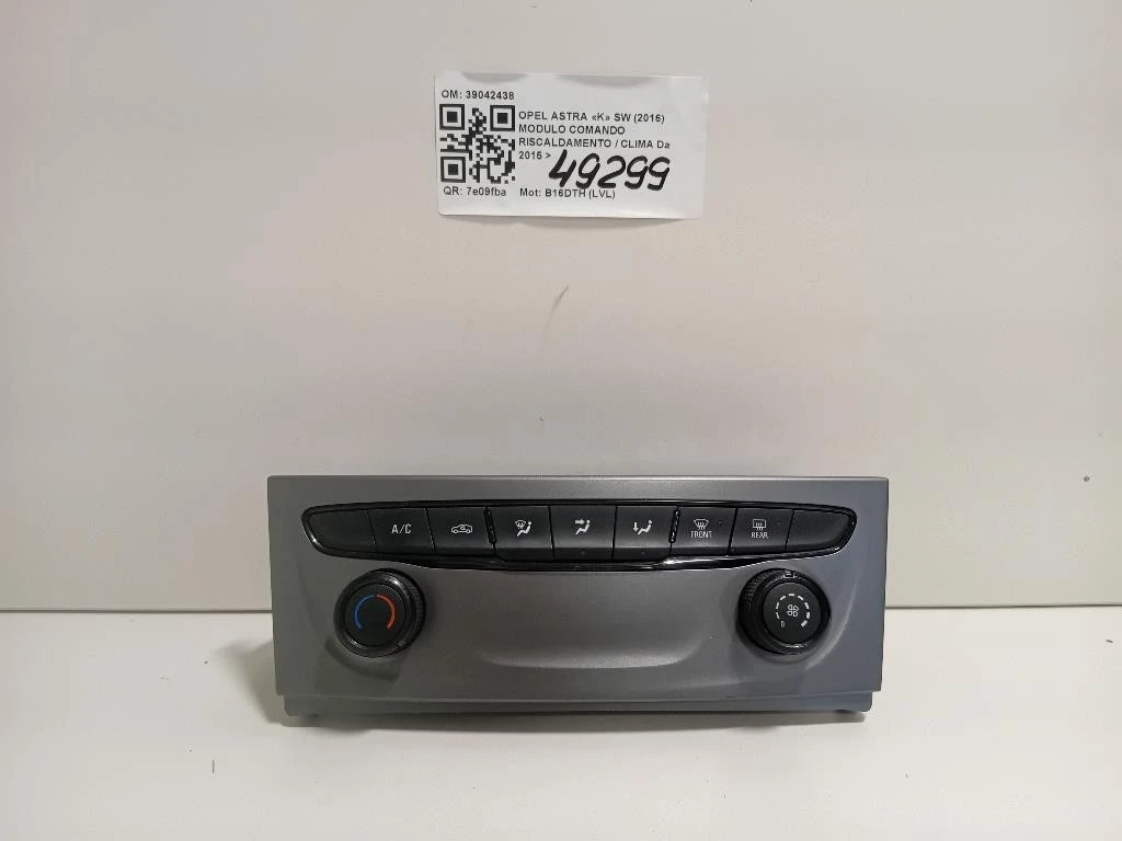 Modulo Comando Riscaldamento Clima 39042438 Opel Astra K SW 2016