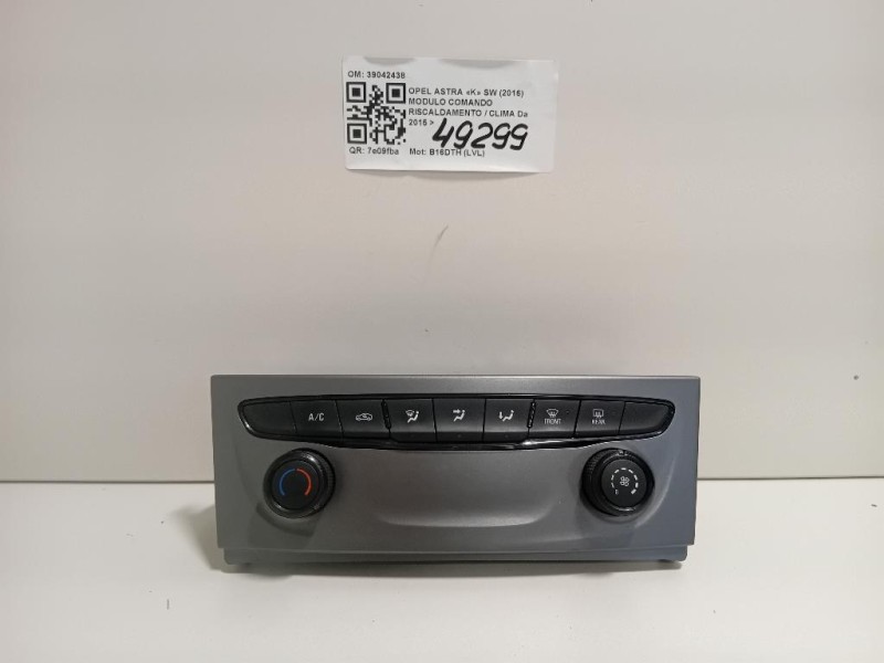 Modulo Comando Riscaldamento Clima 39042438 Opel Astra K SW 2016