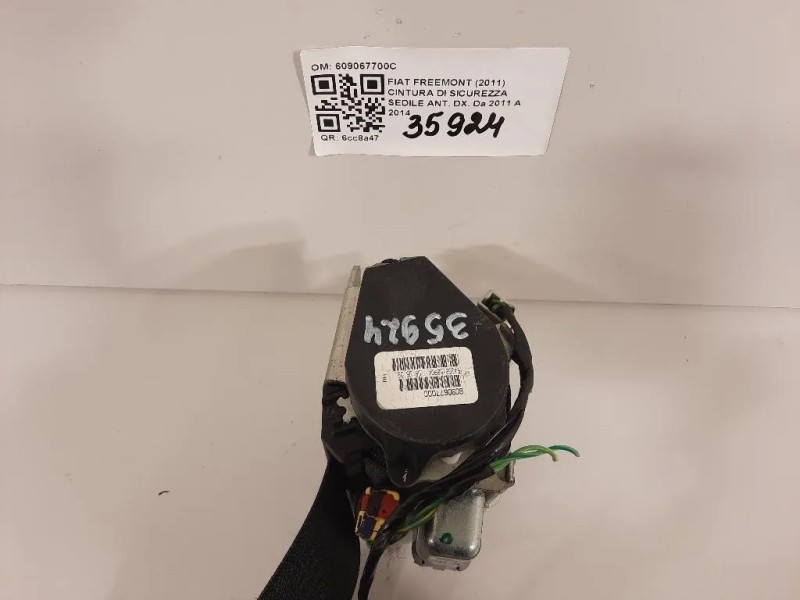 Cintura DI Sicurezza Sedile ANT DX 609067700C Fiat Freemont 2011