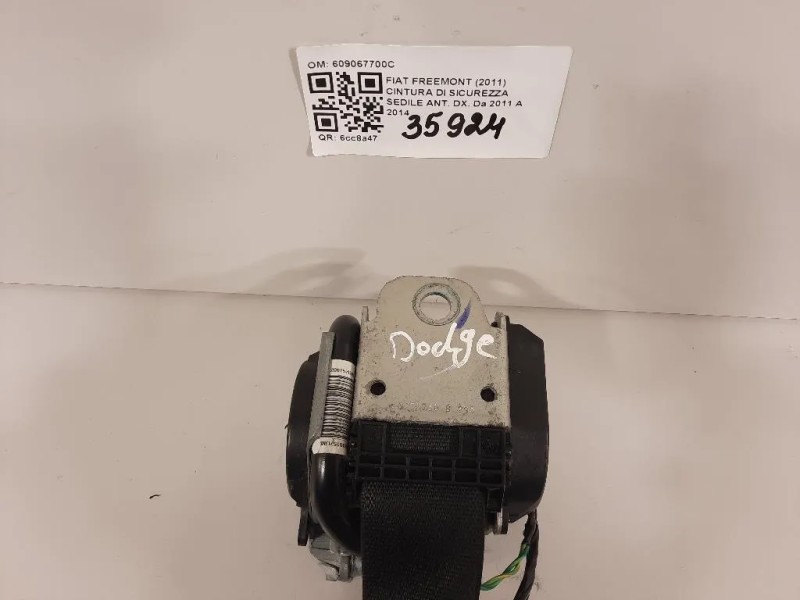 Cintura DI Sicurezza Sedile ANT DX 609067700C Fiat Freemont 2011