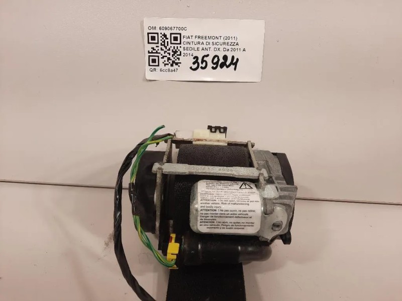 Cintura DI Sicurezza Sedile ANT DX 609067700C Fiat Freemont 2011