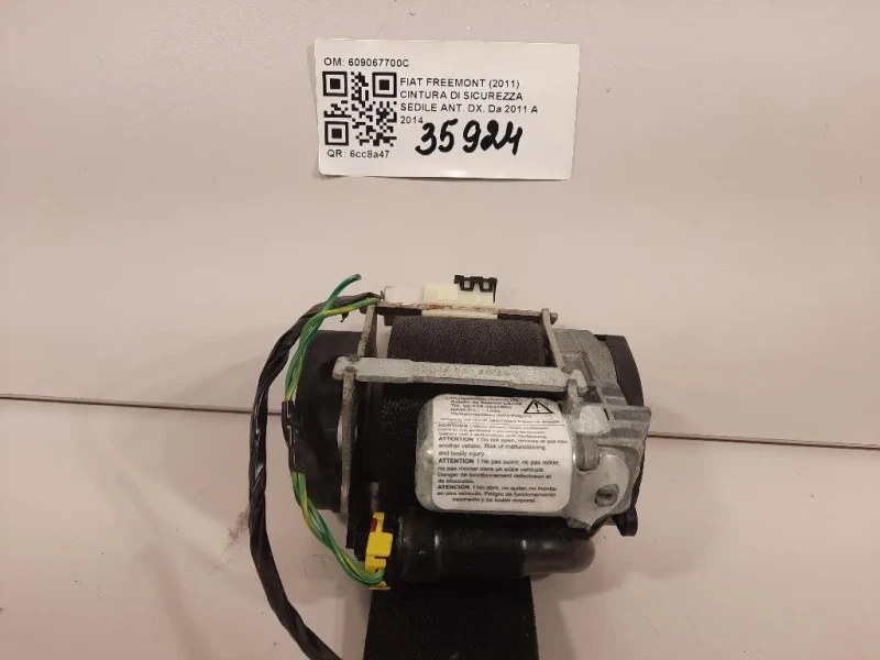 Cintura DI Sicurezza Sedile ANT DX 609067700C Fiat Freemont 2011
