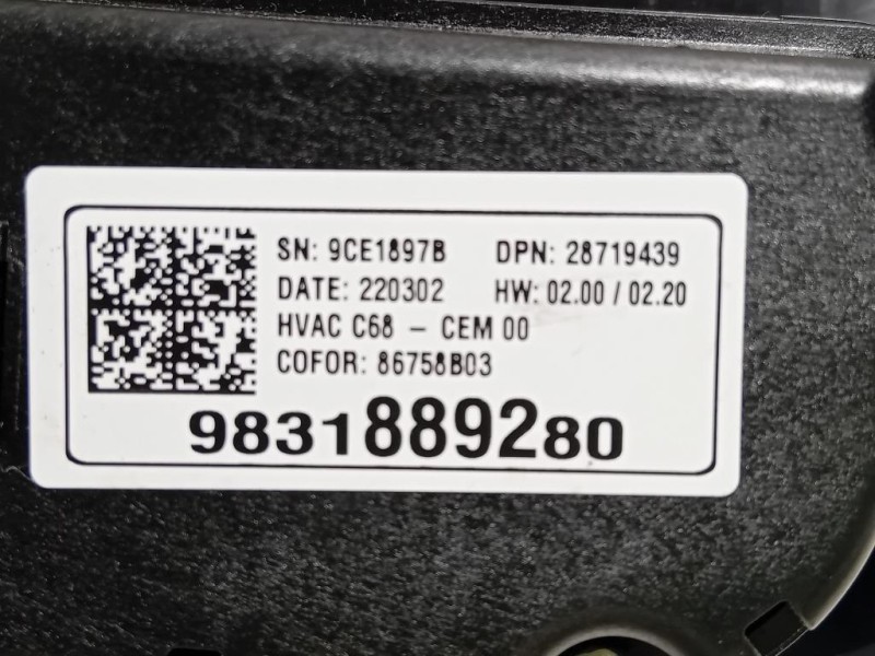 Modulo Comando Riscaldamento Clima 9831889280 Opel Corsa E 2014