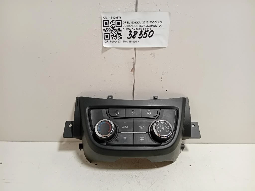 Modulo Comando Riscaldamento Clima 13429876 Opel Mokka 2013