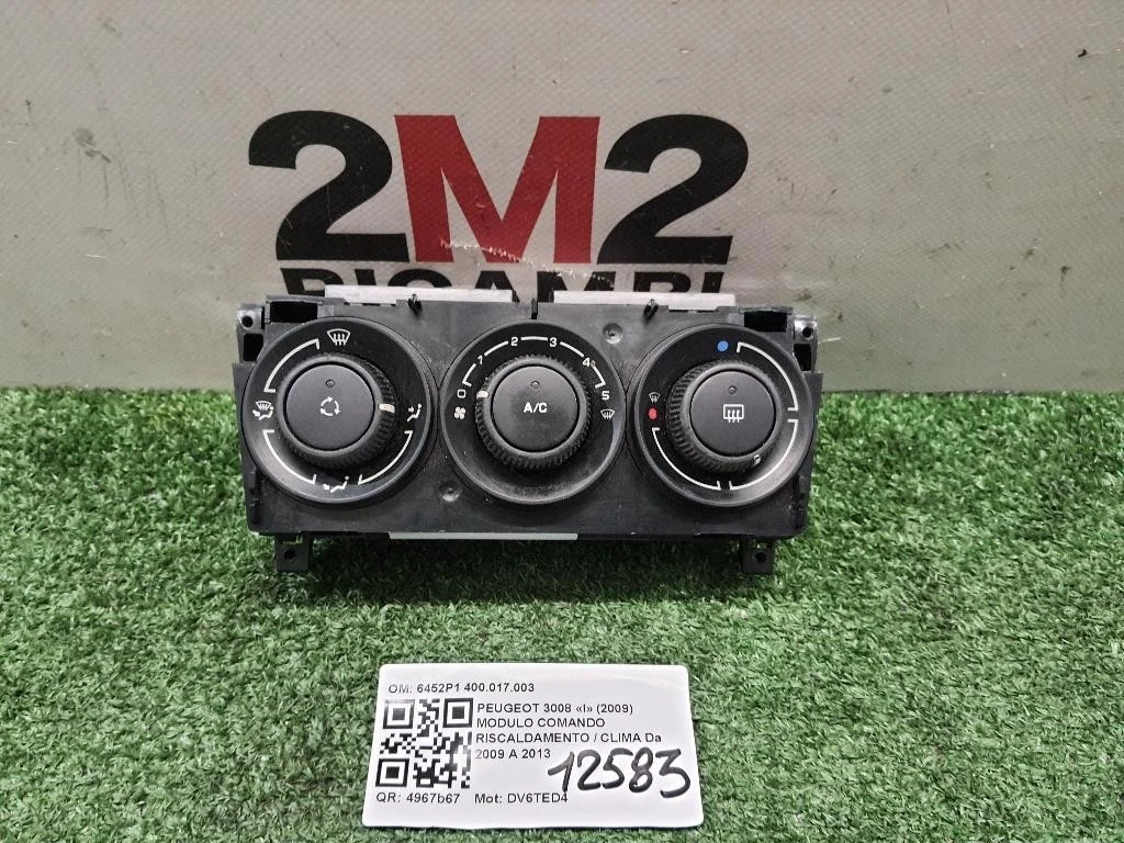 Modulo Comando Riscaldamento Clima 6452P1 400017003 Peugeot 3008 I 2009