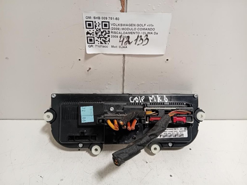 Modulo Comando Riscaldamento Clima 5HB 009 751-50 Volkswagen GOLF VI 2009