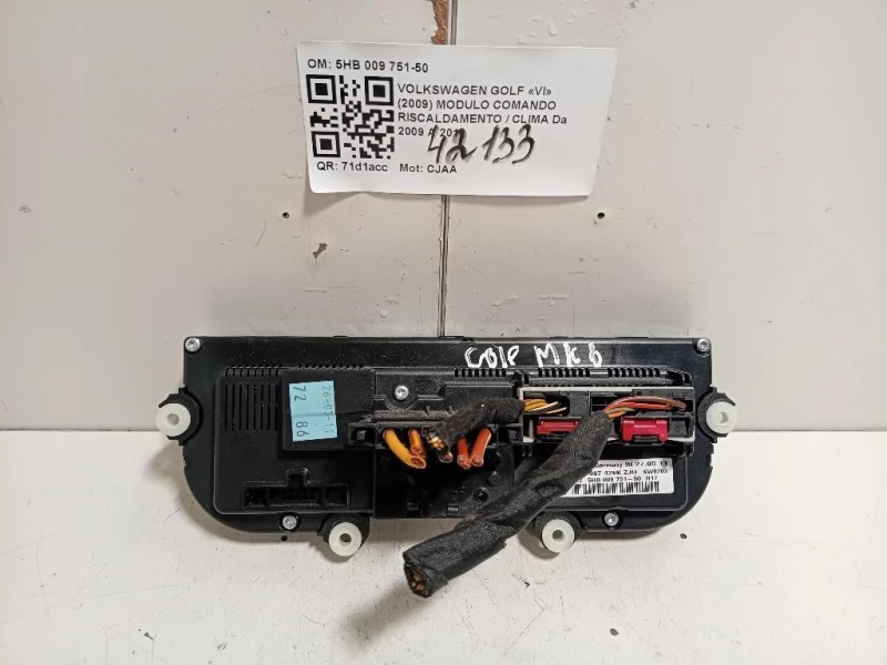 Modulo Comando Riscaldamento Clima 5HB 009 751-50 Volkswagen GOLF VI 2009