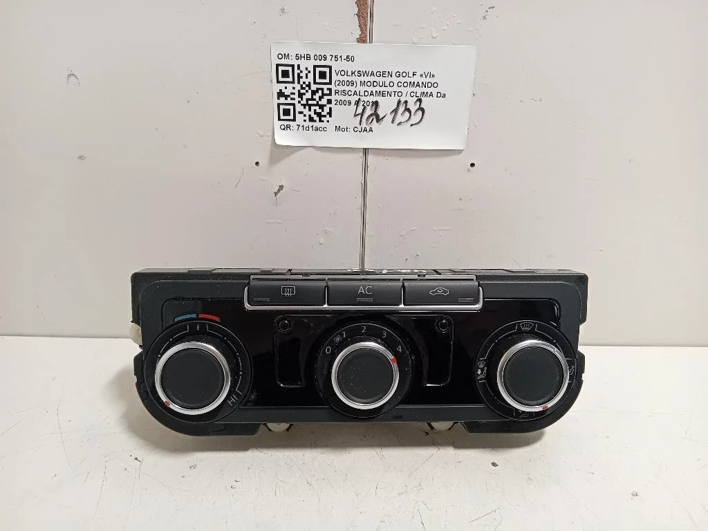 Modulo Comando Riscaldamento Clima 5HB 009 751-50 Volkswagen GOLF VI 2009