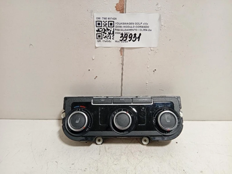 Modulo Comando Riscaldamento Clima 7N0 907426 Volkswagen GOLF VI 2009