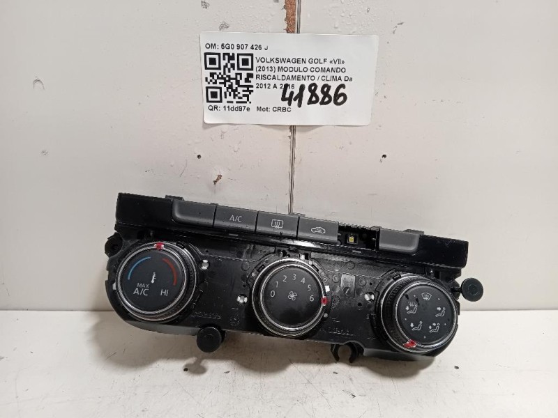 Modulo Comando Riscaldamento Clima 5G0 907 426 J 5G0907426J Volkswagen GOLF VII 2013