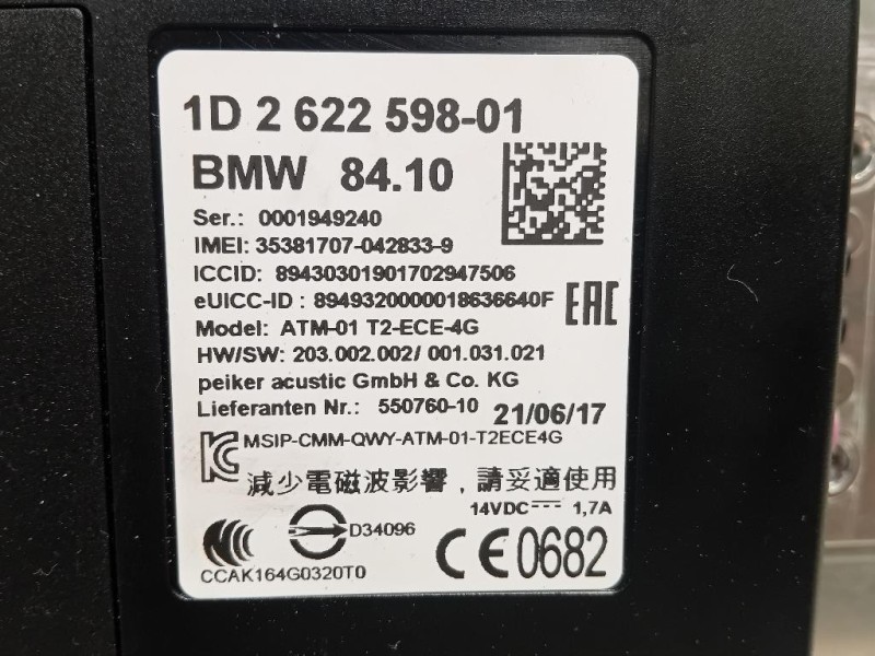 Modulo Telematico 262259801 Bmw Serie 1 F20 Berlina 2015