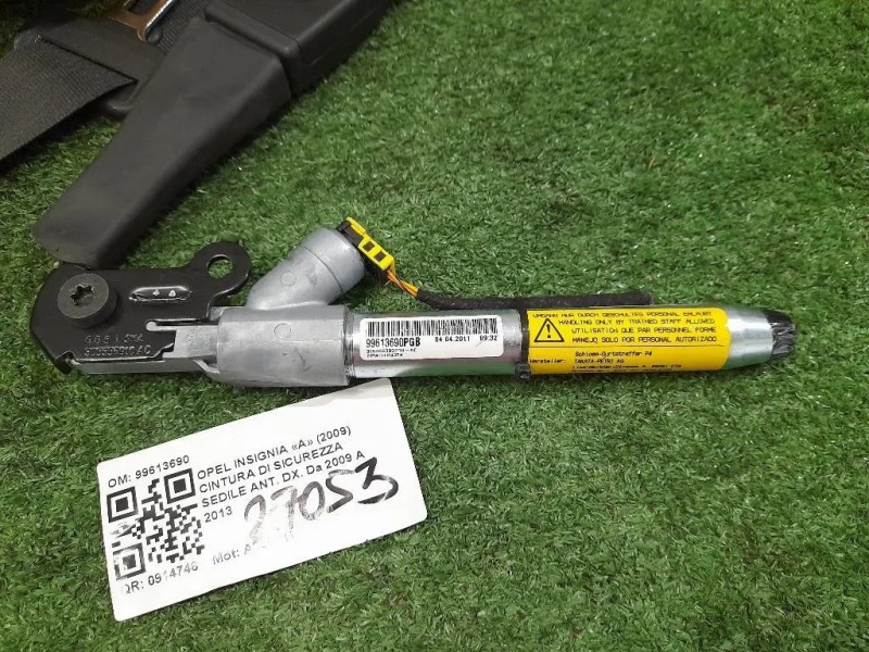 Cintura DI Sicurezza Sedile ANT DX 99613690 Opel Insignia A 2009