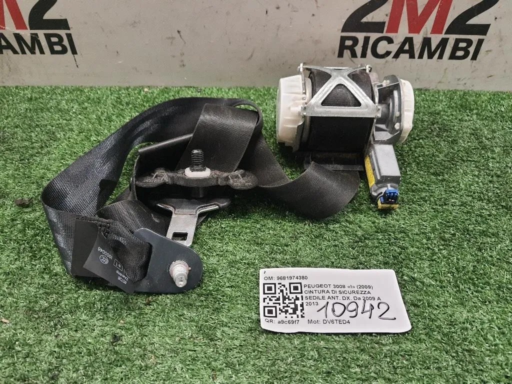 Cintura DI Sicurezza Sedile ANT DX 9681974380 Peugeot 3008 I 2009