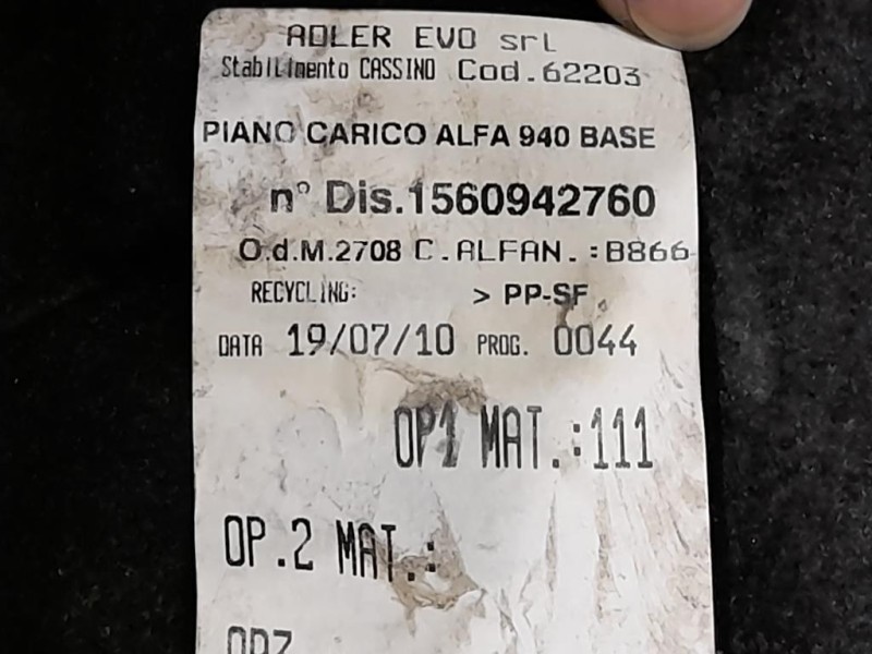 Moquette Pianale POST MOQUET COPERTURA POSTERIORE 1560942760 Alfa Romeo Giulietta 2010