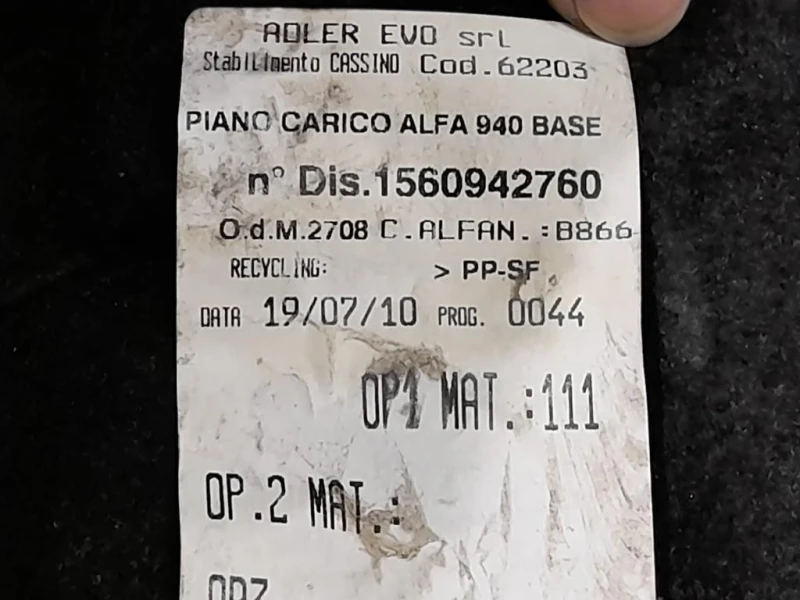 Moquette Pianale POST MOQUET COPERTURA POSTERIORE 1560942760 Alfa Romeo Giulietta 2010