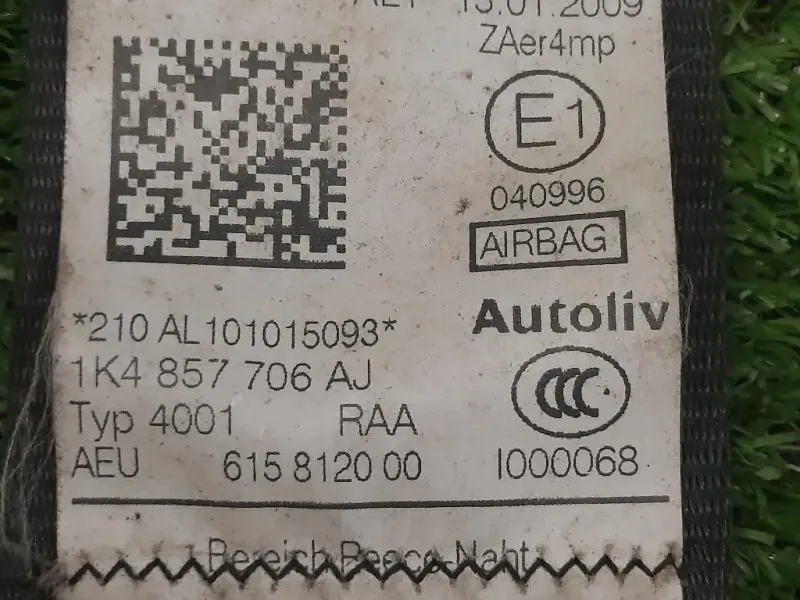 Cintura DI Sicurezza Sedile ANT DX 1K4857706AJ Volkswagen GOLF VI 2009