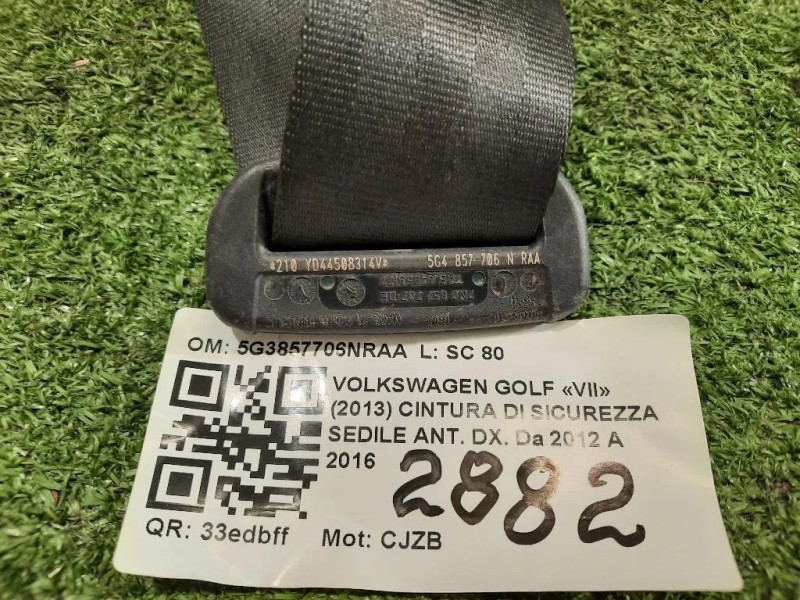 Cintura DI Sicurezza Sedile ANT DX 5G3857706NRAA Volkswagen GOLF VII 2013