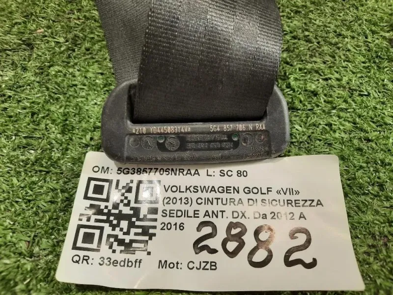 Cintura DI Sicurezza Sedile ANT DX 5G3857706NRAA Volkswagen GOLF VII 2013