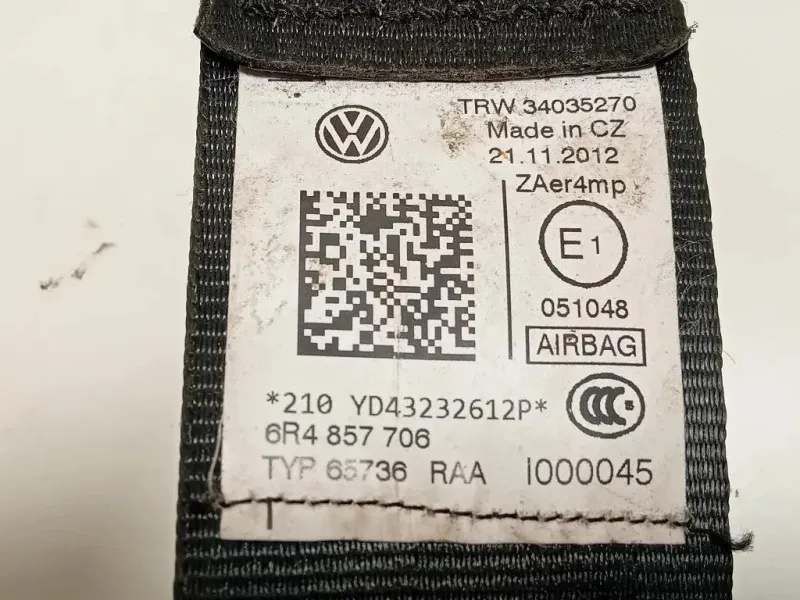 Cintura DI Sicurezza Sedile ANT DX 6R4857706 Volkswagen POLO V 2006