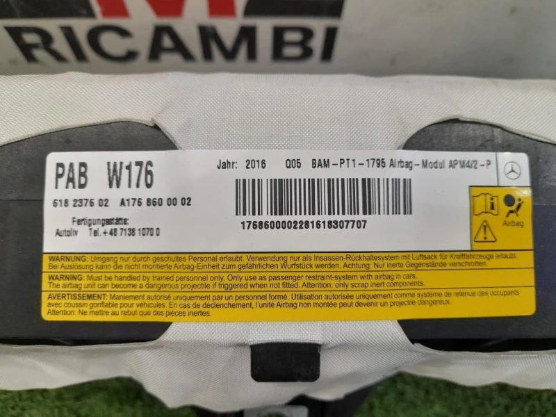 Air-bag Passeggero A1768600002 Mercedes Classe A W176 2015