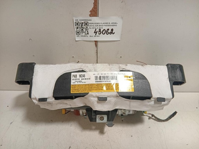 Air-bag Passeggero A2468600402 Mercedes Classe B W246 2012