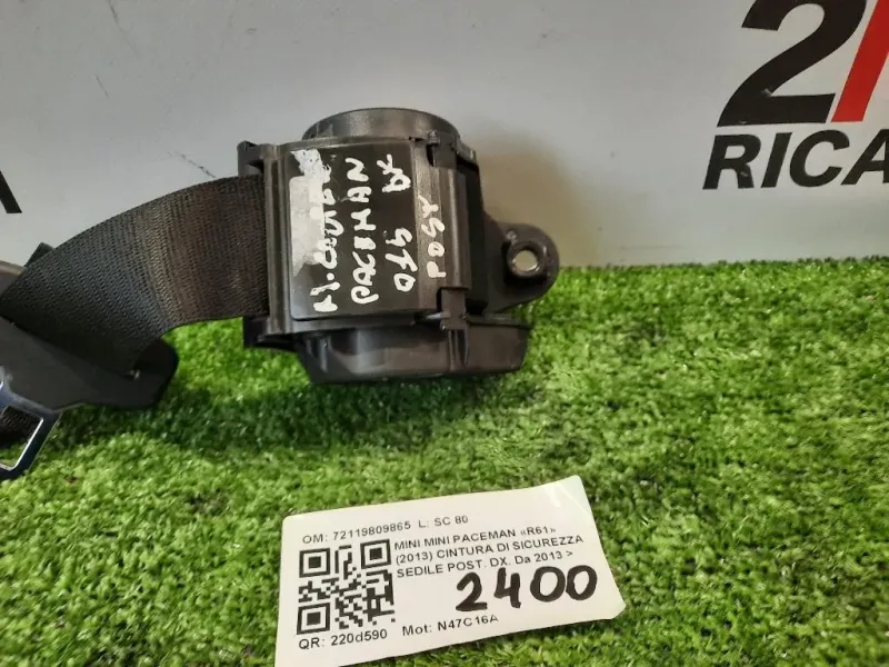 Cintura DI Sicurezza Sedile POST DX 72119809865 Mini MINI Paceman R61 2013
