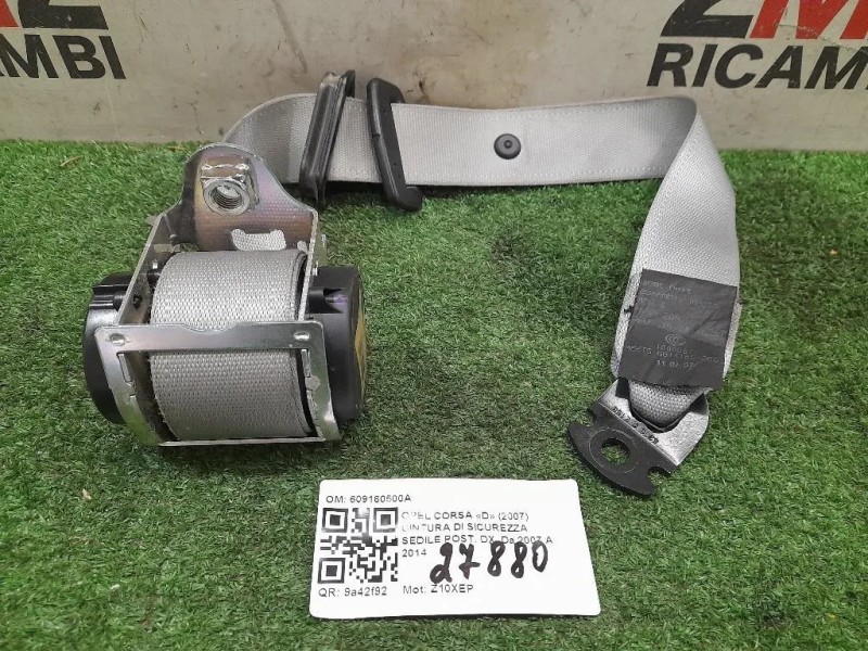 Cintura DI Sicurezza Sedile POST DX 609160500A Opel Corsa D 2007