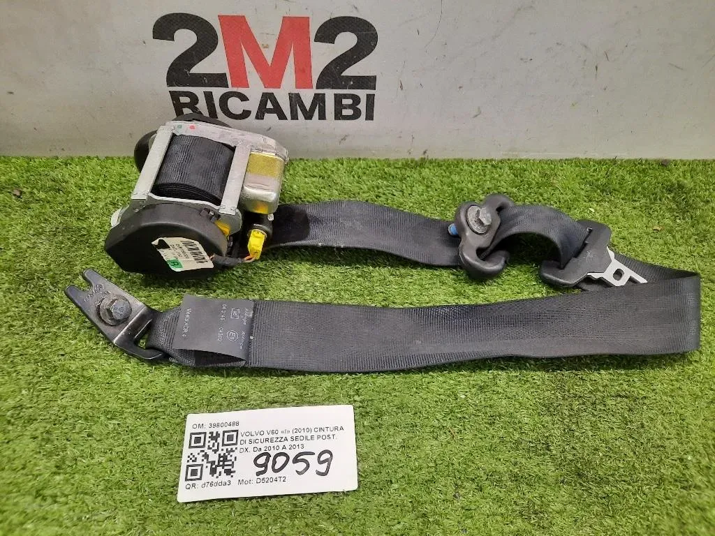 Cintura DI Sicurezza Sedile POST DX 39800488 Volvo V60 I 2010