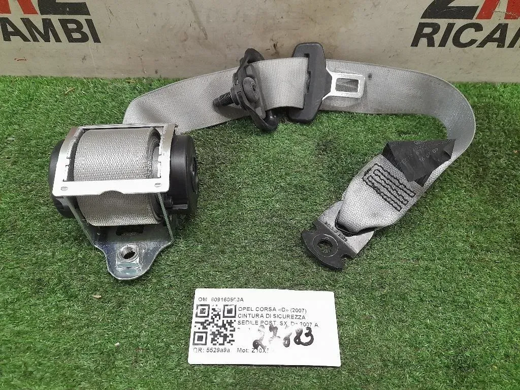 Cintura DI Sicurezza Sedile POST SX 609160500A Opel Corsa D 2007