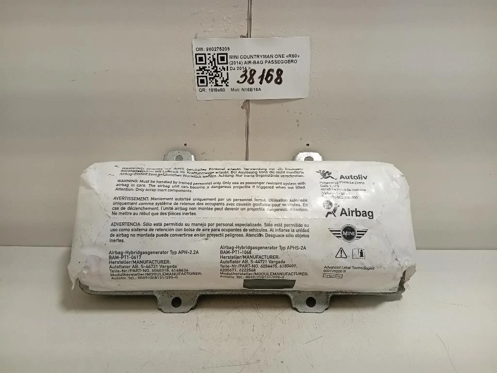 Air-bag Passeggero 980275205 Mini Countryman ONE R60 2014