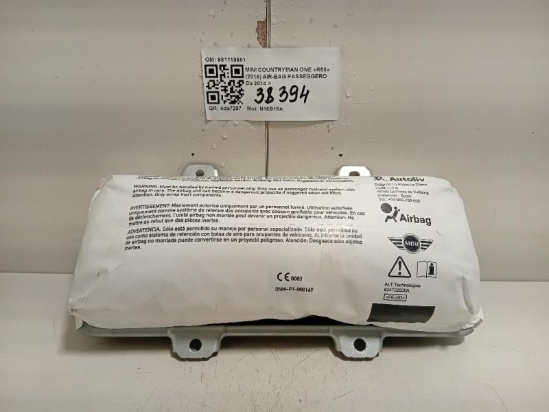 Air-bag Passeggero 981119601 Mini Countryman ONE R60 2014