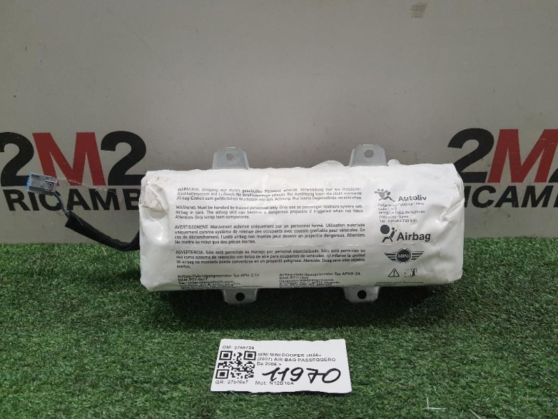 Air-bag Passeggero 2755735 Mini MINI Cooper R56 2007