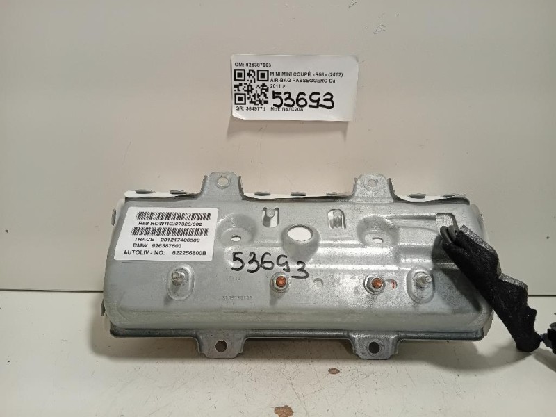Air-bag Passeggero 926387603 Mini MINI Coupé R58 2012