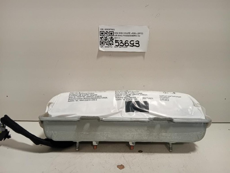 Air-bag Passeggero 926387603 Mini MINI Coupé R58 2012
