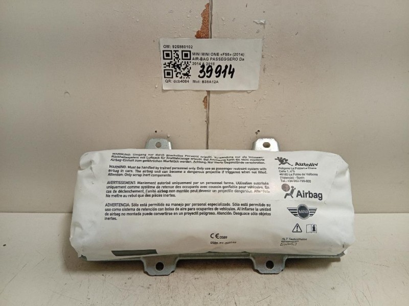Air-bag Passeggero 925860102 Mini MINI ONE F55 2014