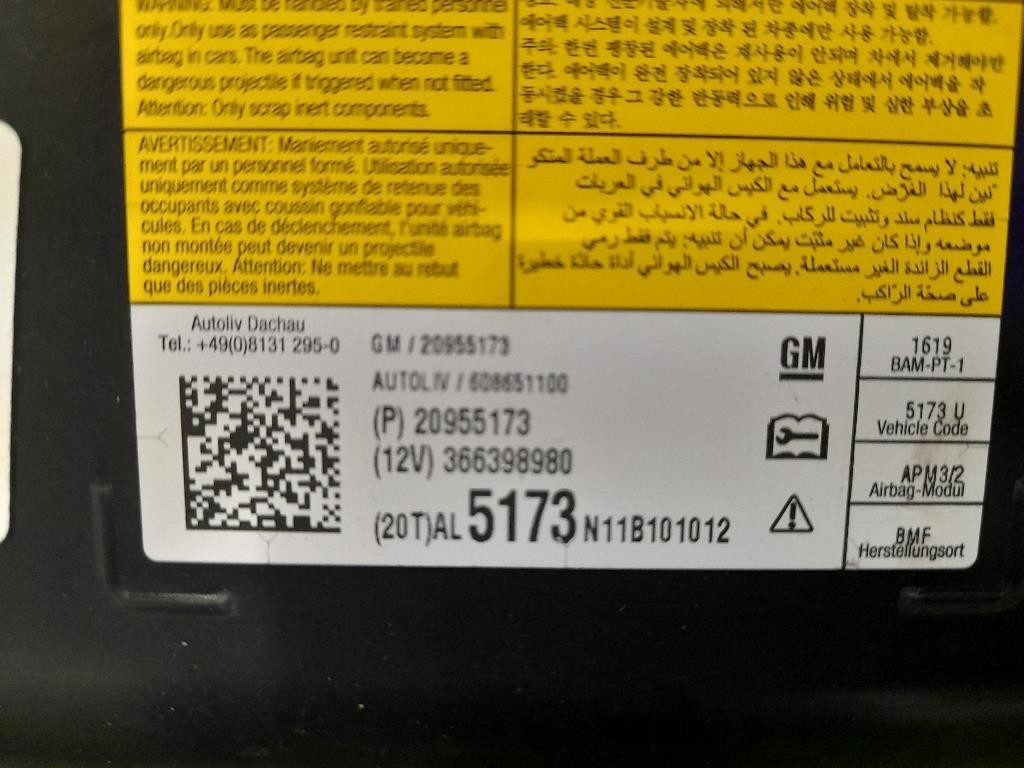 Air-bag Passeggero 20955173 Opel Insignia A 2009