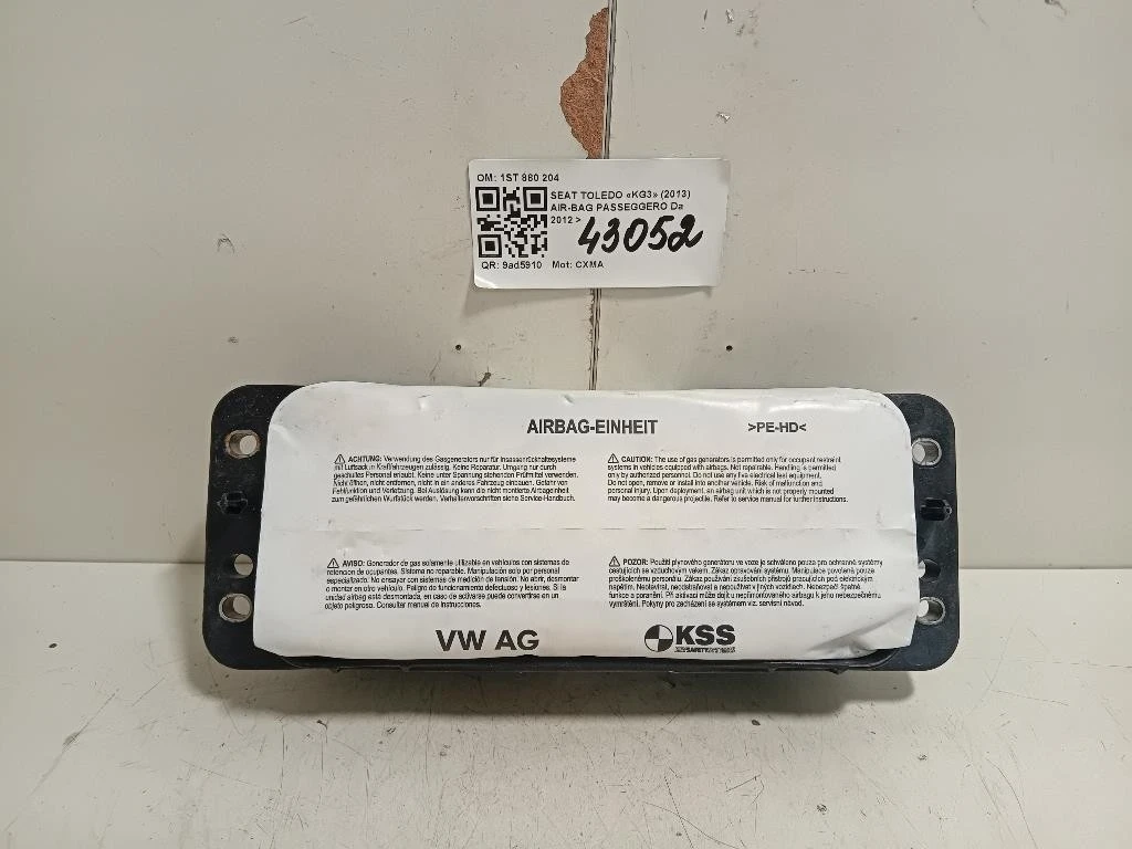 Air-bag Passeggero 1ST 880 204 Seat Toledo KG3 2013